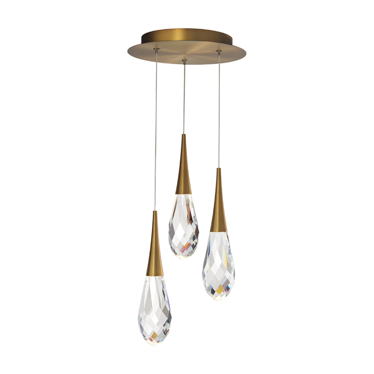 Hibiscas LED Multi Light Pendant Light - Aged Brass3-Lightcasivra