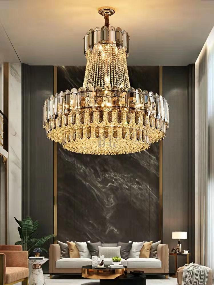 High-grade Crystal Chandelier For Living Room Luxury Duplex Hallway Ceiling Light Fixture - D39.4"*H39.4"Goldcasivra