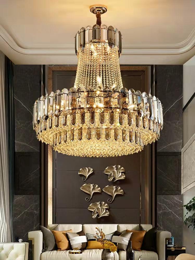 High-grade Crystal Chandelier For Living Room Luxury Duplex Hallway Ceiling Light Fixture - D39.4"*H39.4"Goldcasivra