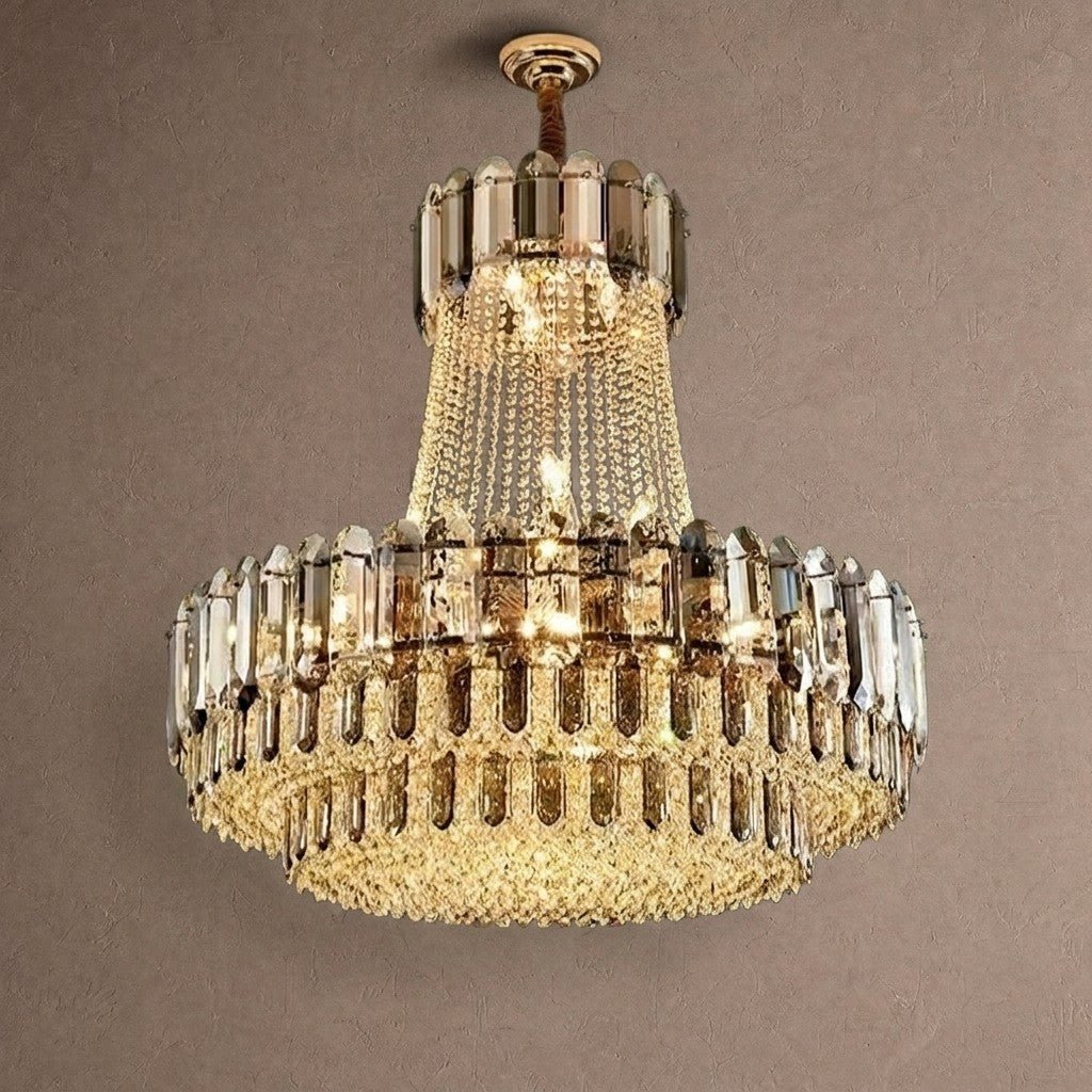 High-grade Crystal Chandelier For Living Room Luxury Duplex Hallway Ceiling Light Fixture - D39.4"*H39.4"Goldcasivra