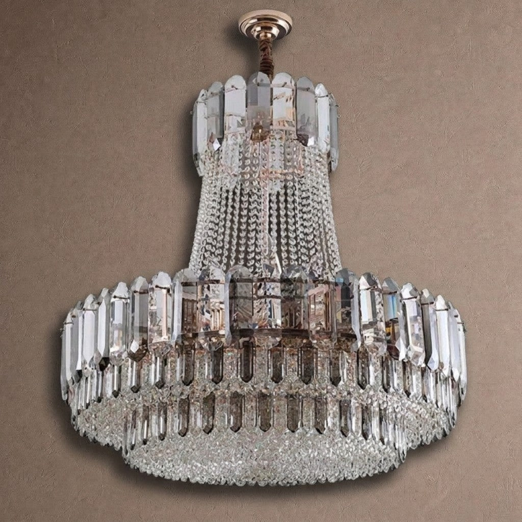 High-grade Crystal Chandelier For Living Room Luxury Duplex Hallway Ceiling Light Fixture - D39.4"*H39.4"Chromecasivra