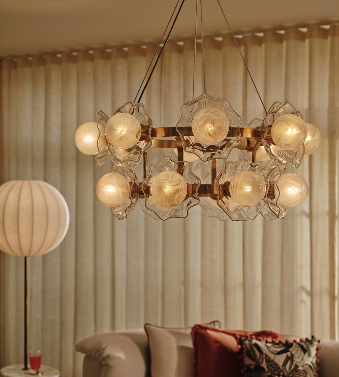 Holly Glass Chandelier 32"W - casivra