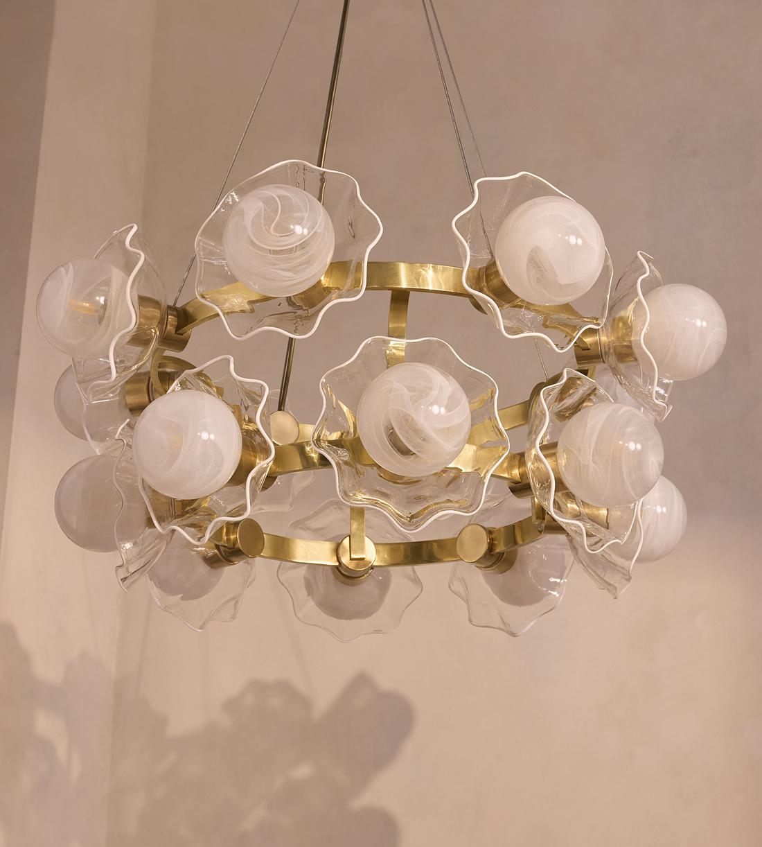 Holly Glass Chandelier 32"W - casivra