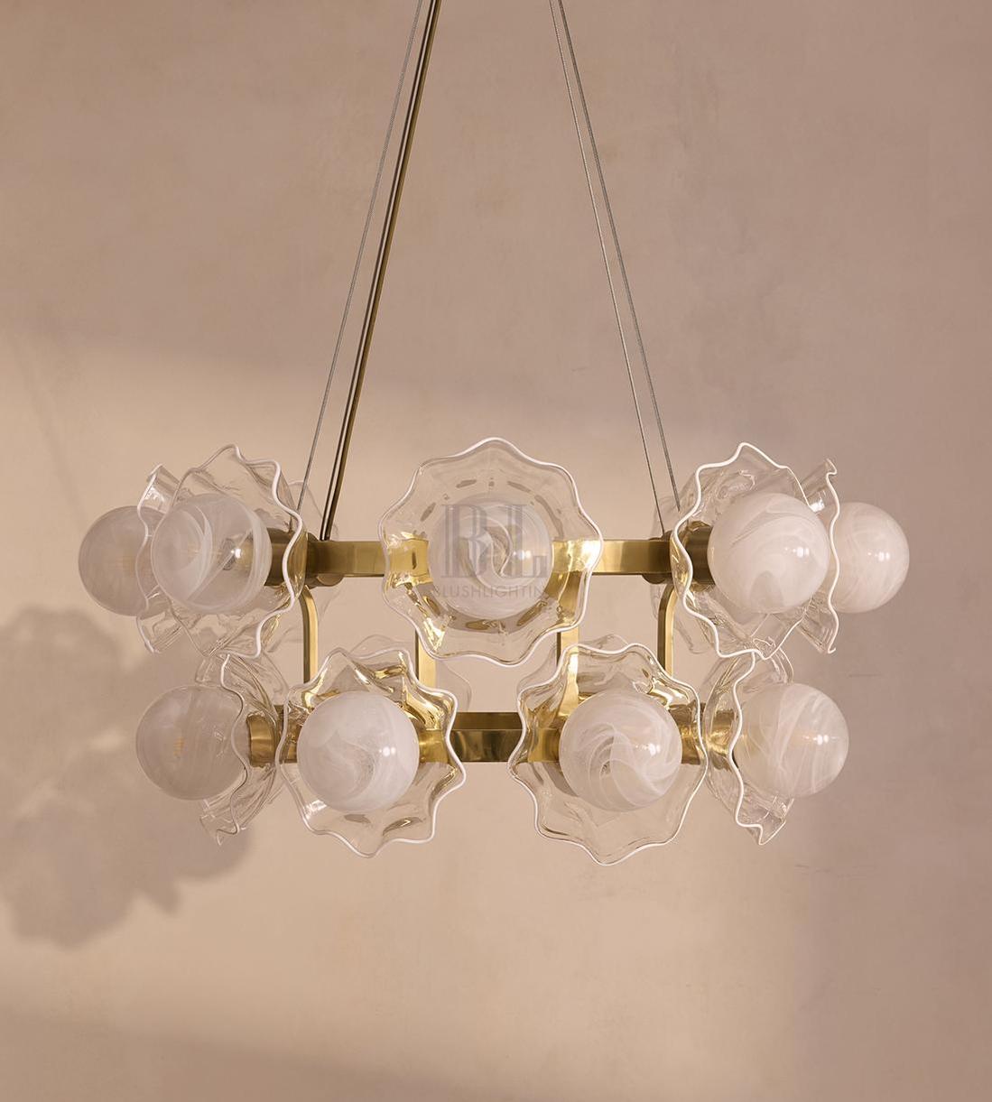 Holly Glass Chandelier 32"W - casivra