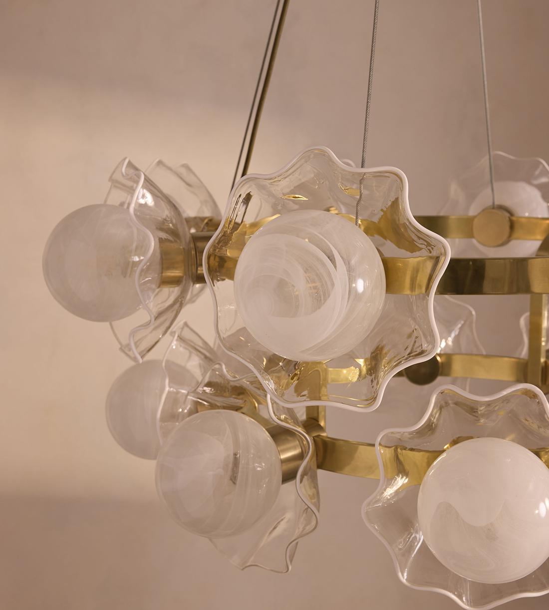 Holly Glass Chandelier 32"W - casivra