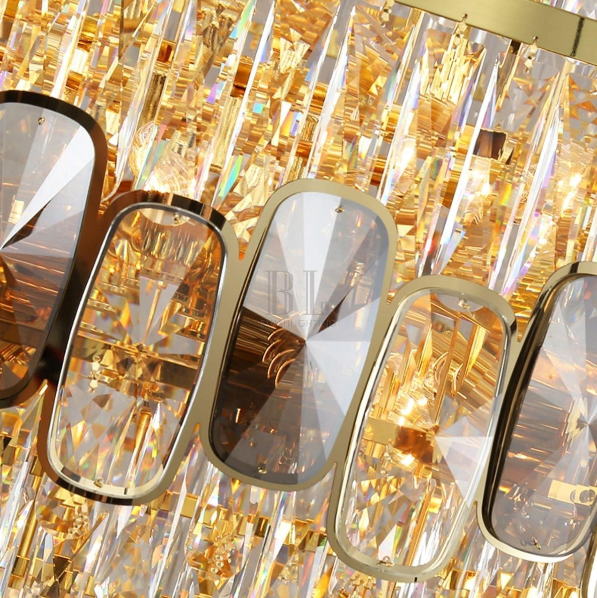 Honeycomb Shaped Ceiling Chandelier Extra Large Crystal Light Fixture For Foyer Staircase/ Entryway In Gold Finish - D59.1"*H86.6"/ 94 Lightscasivra
