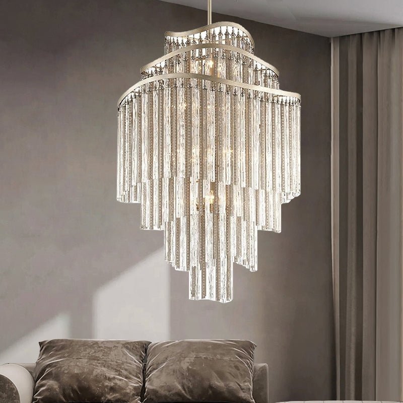 Huge Post-modern Hollow Glass Tube Tassel Chandelier for Living Room/Foyer/Villa/Stairs - D25.6"*H39.4"Warm Lightcasivra