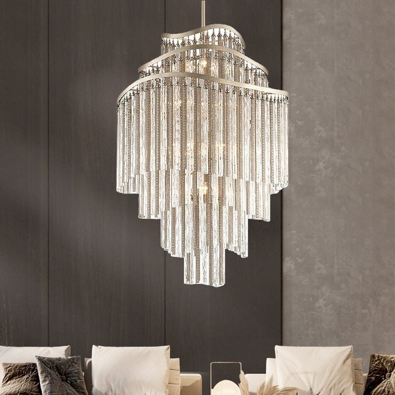 Huge Post-modern Hollow Glass Tube Tassel Chandelier for Living Room/Foyer/Villa/Stairs - D25.6"*H39.4"Warm Lightcasivra