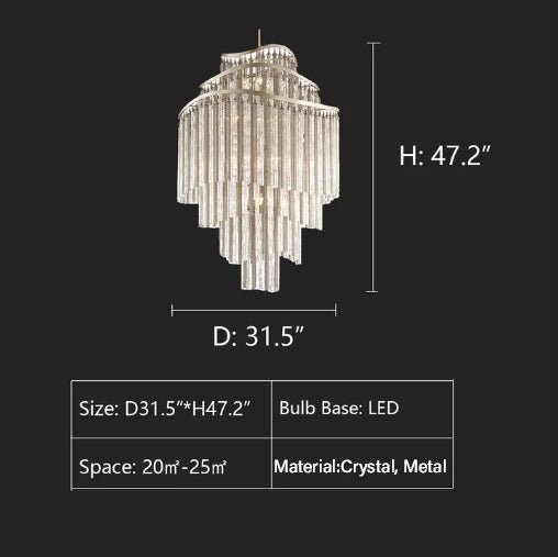 Huge Post-modern Hollow Glass Tube Tassel Chandelier for Living Room/Foyer/Villa/Stairs - D25.6"*H39.4"Warm Lightcasivra