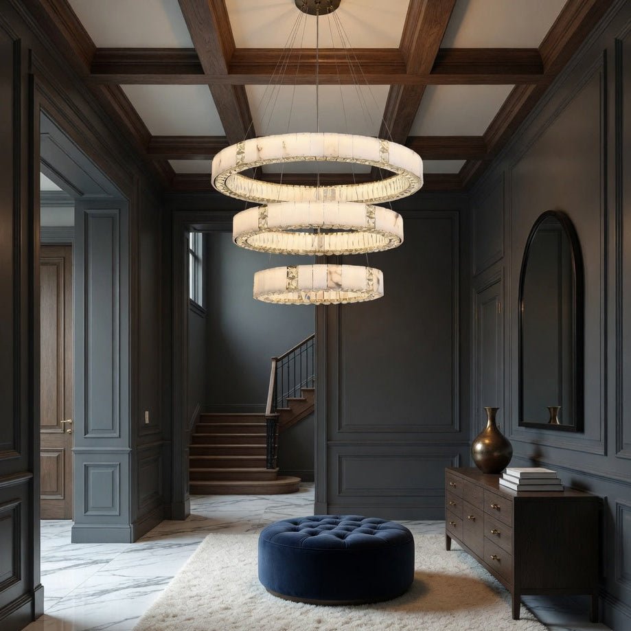 buyAurelia Marble & Crystal 3-Tier Chandelier - Morsale