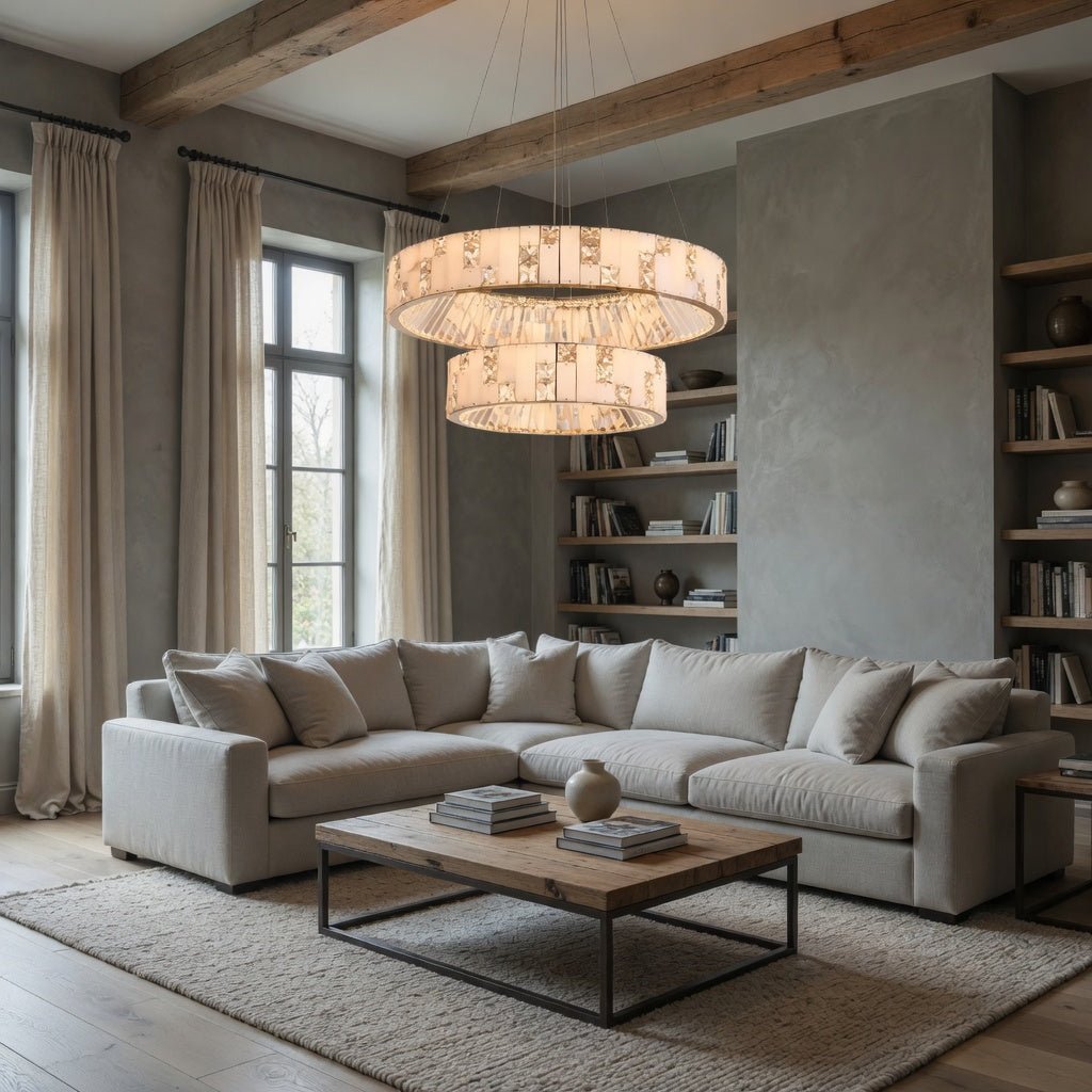 Edes marble and crystal chandelier in natural stone