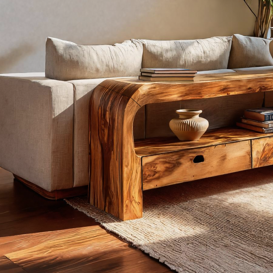 Organic Console Table With Curved Base For Hallway
