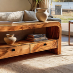 Organic Console Table With Curved Base For Hallway