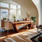 Handcrafted Curved Console Table For Living Room Decor