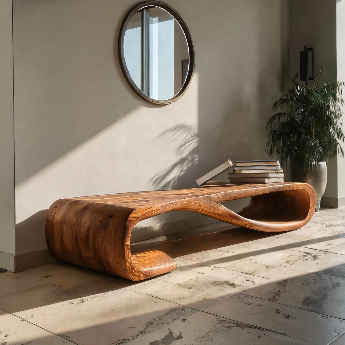 Elegant Bench Sculpted Curves For Contemporary Home Decor