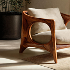 Modern Lounge Chair With Carved Frame For Living Room