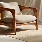 Modern Lounge Chair With Carved Frame For Living Room