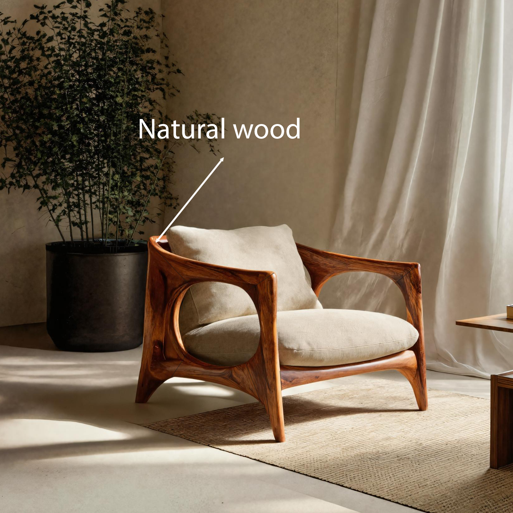 Modern Lounge Chair With Carved Frame For Living Room