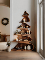Rustic Handcrafted Christmas Tree Shelf For Holiday Display