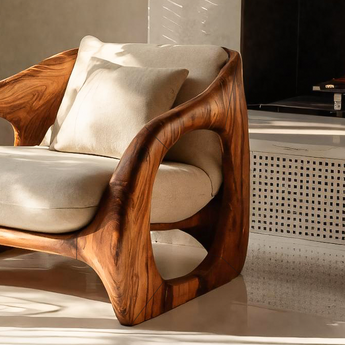 Scandinavian Accent Chair With Curved Form For Living Room
