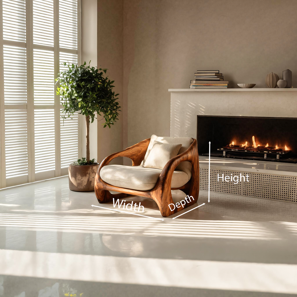 Scandinavian Accent Chair With Curved Form For Living Room