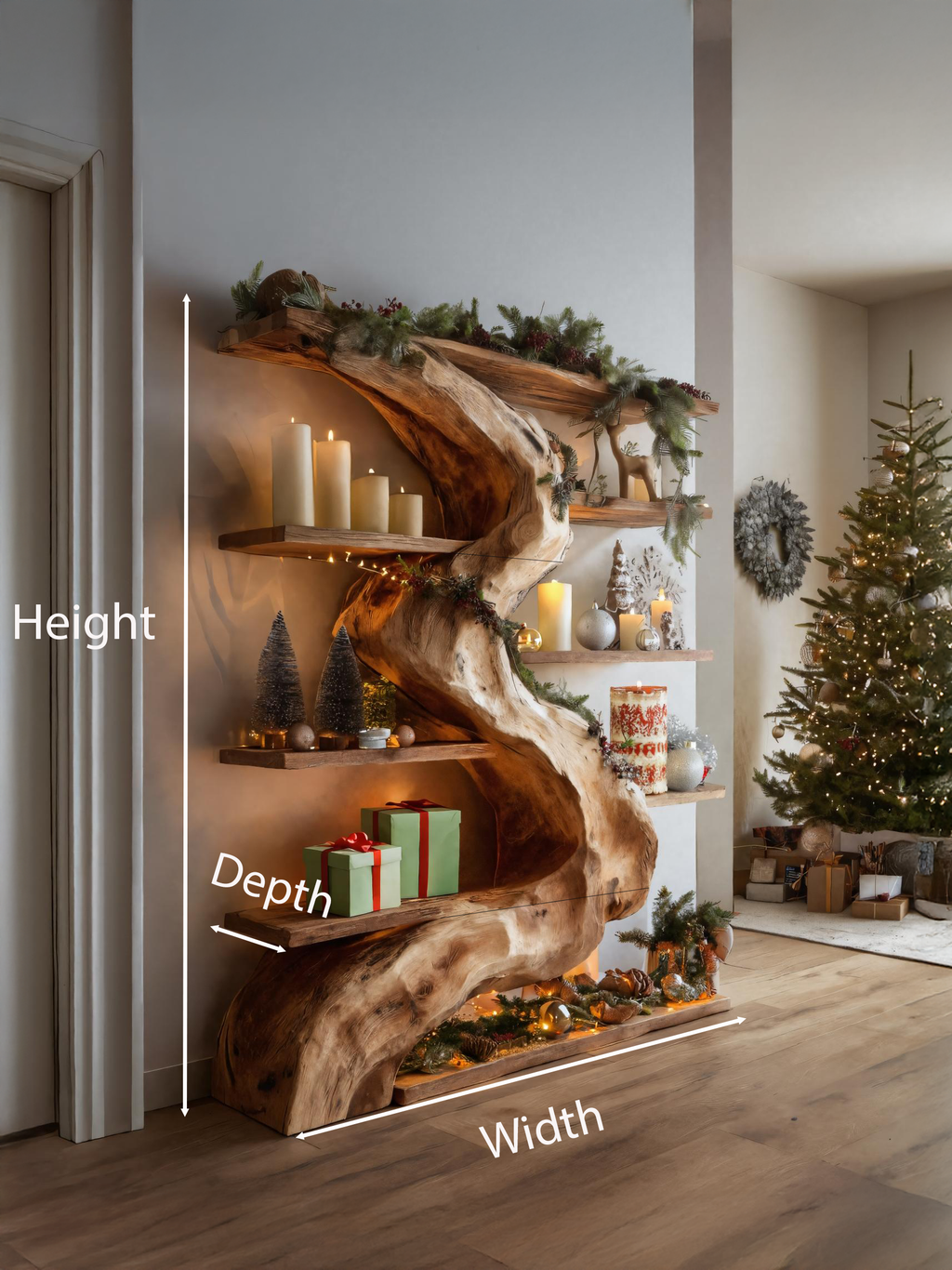 Rustic Live Edge Shelf For Living Room Or Holiday