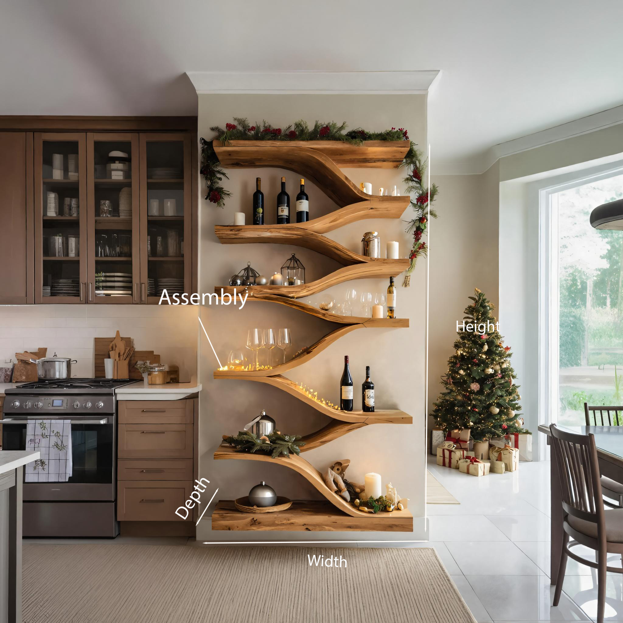 Christmas Handmade Sculptural Wall Shelf For Dining Room