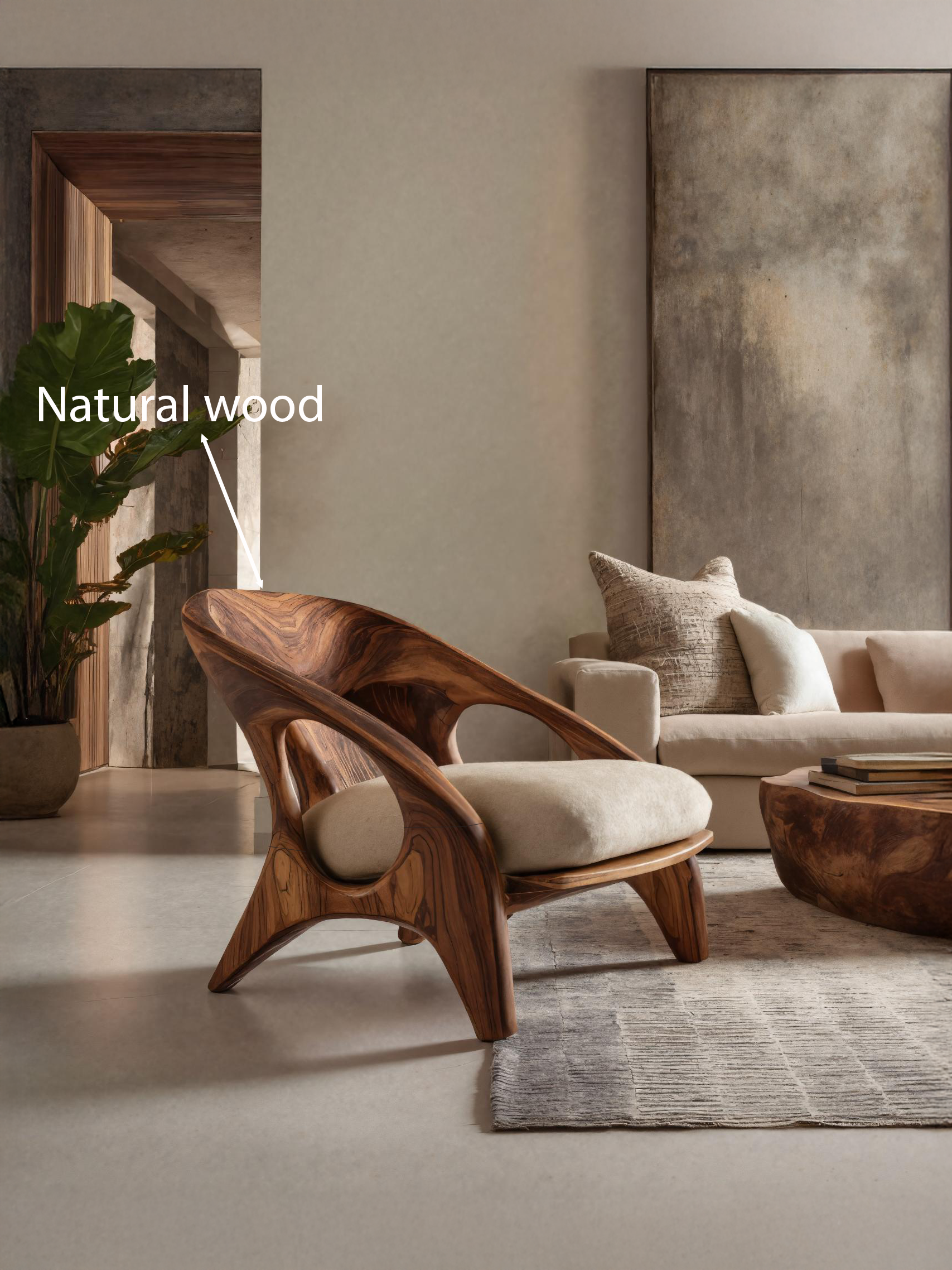 Modern Sculptural Accent Chair For Living Room