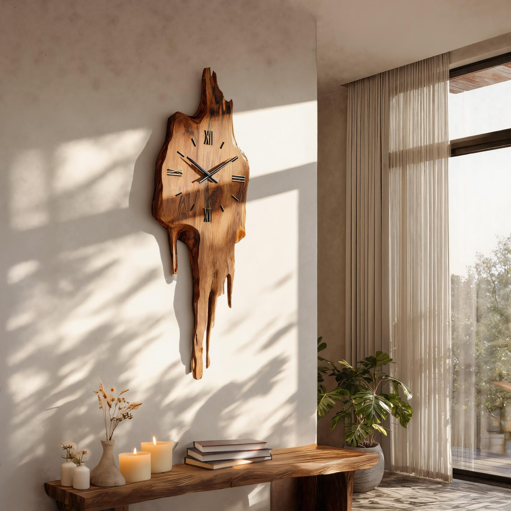 Artistic Wall Clock With Floating Edge For Living Room