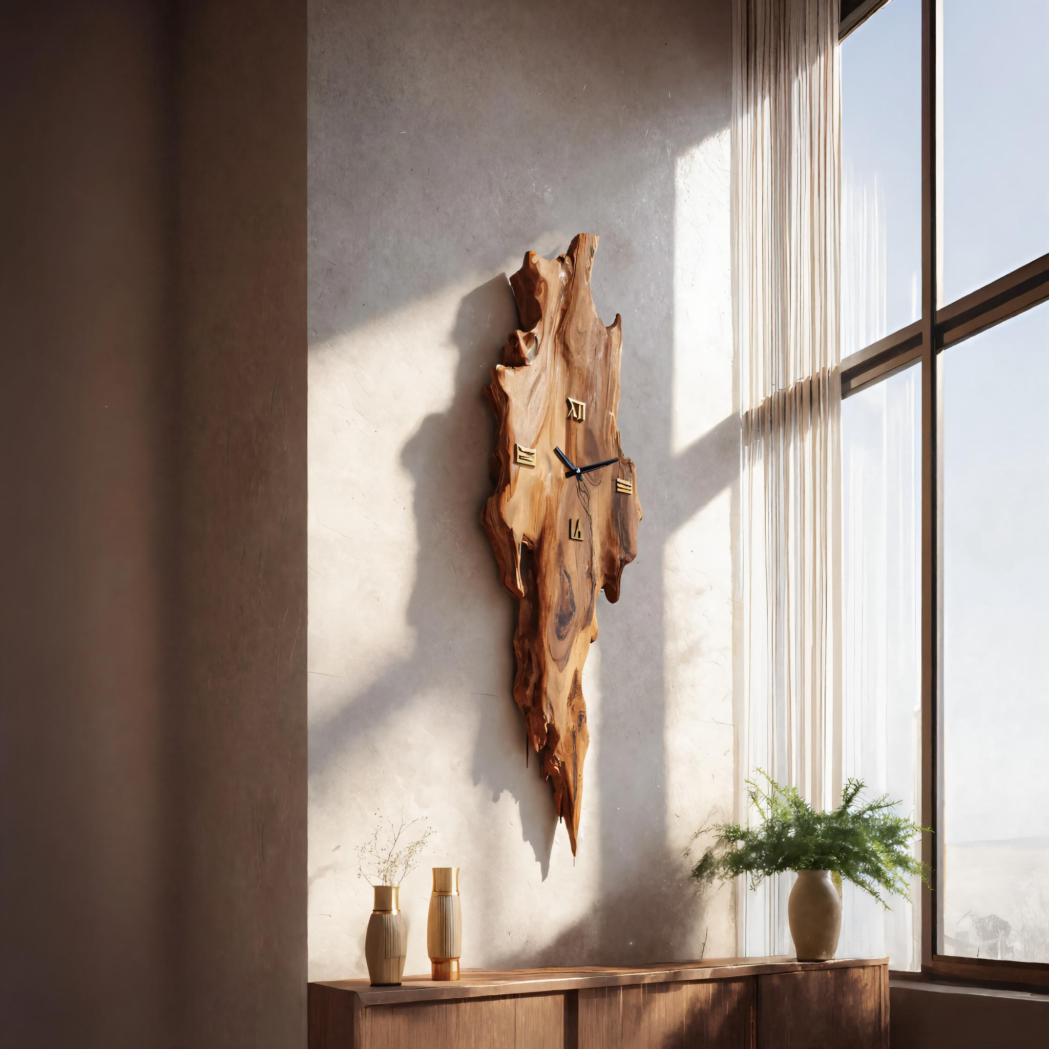 Rustic Wall Clock With Natural Edge Design For Bedroom