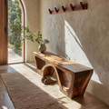 Modern Sculptural Bench With Organic Curves For Living Room