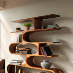 Artistic Curved Bookcase For Living Room Decor
