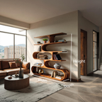 Artistic Curved Bookcase For Living Room Decor