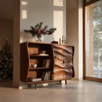 Modern Cabinet With Wavy Design For Living Room