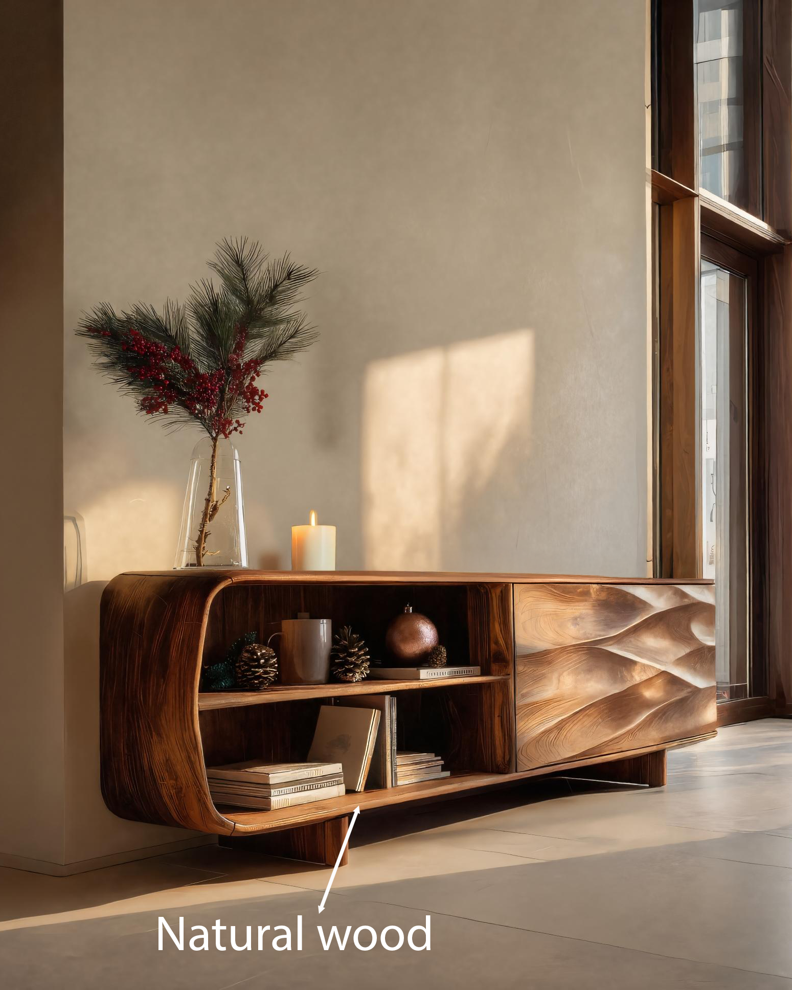 Modern Carved Wave Cabinet For Holiday Decoration