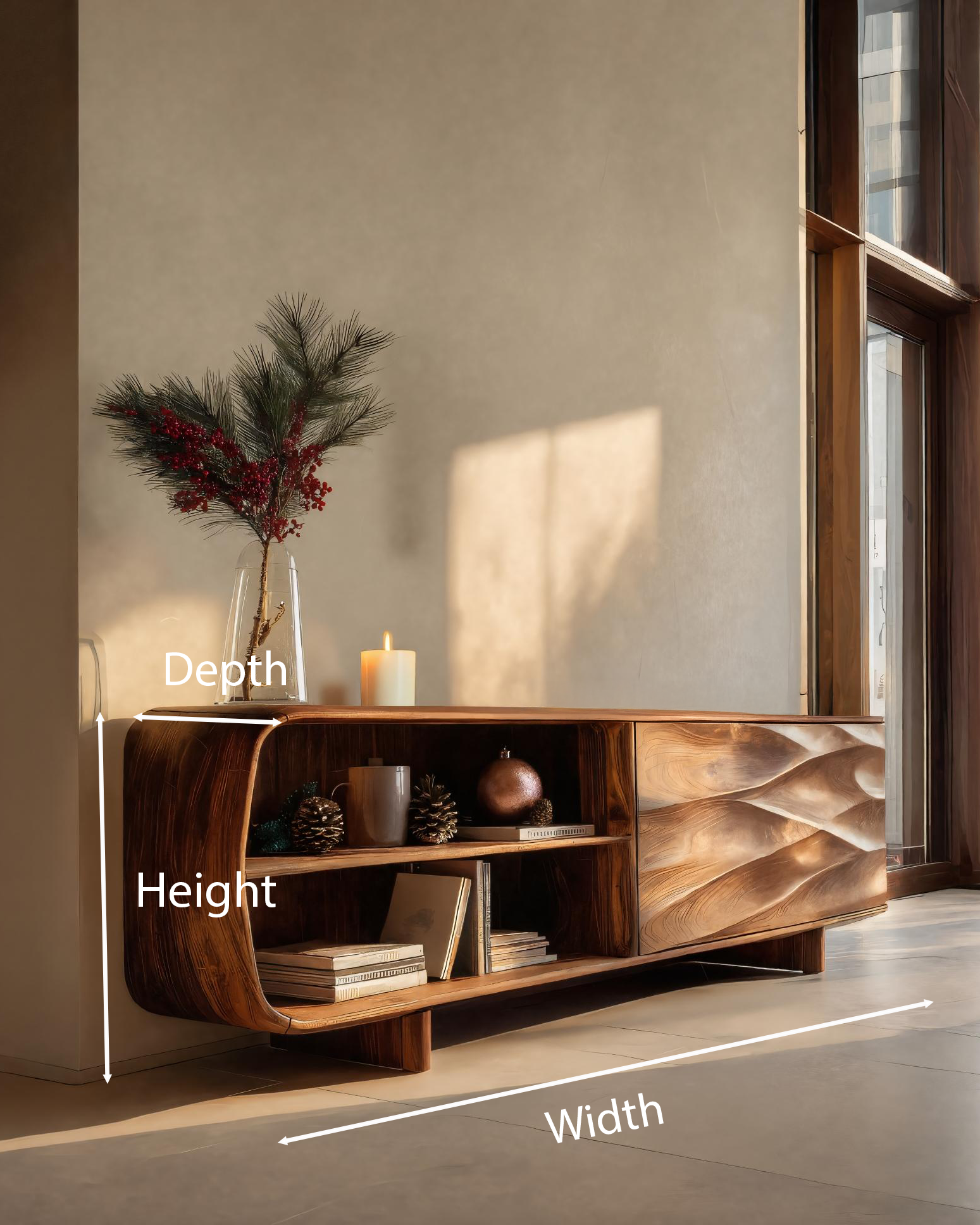 Modern Carved Wave Cabinet For Holiday Decoration