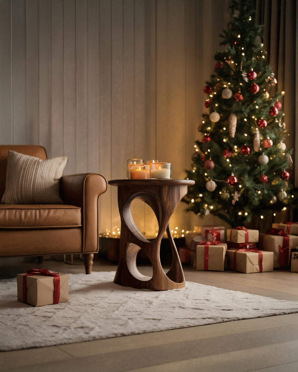 Modern Sculptural Side Table For Holiday Decoration