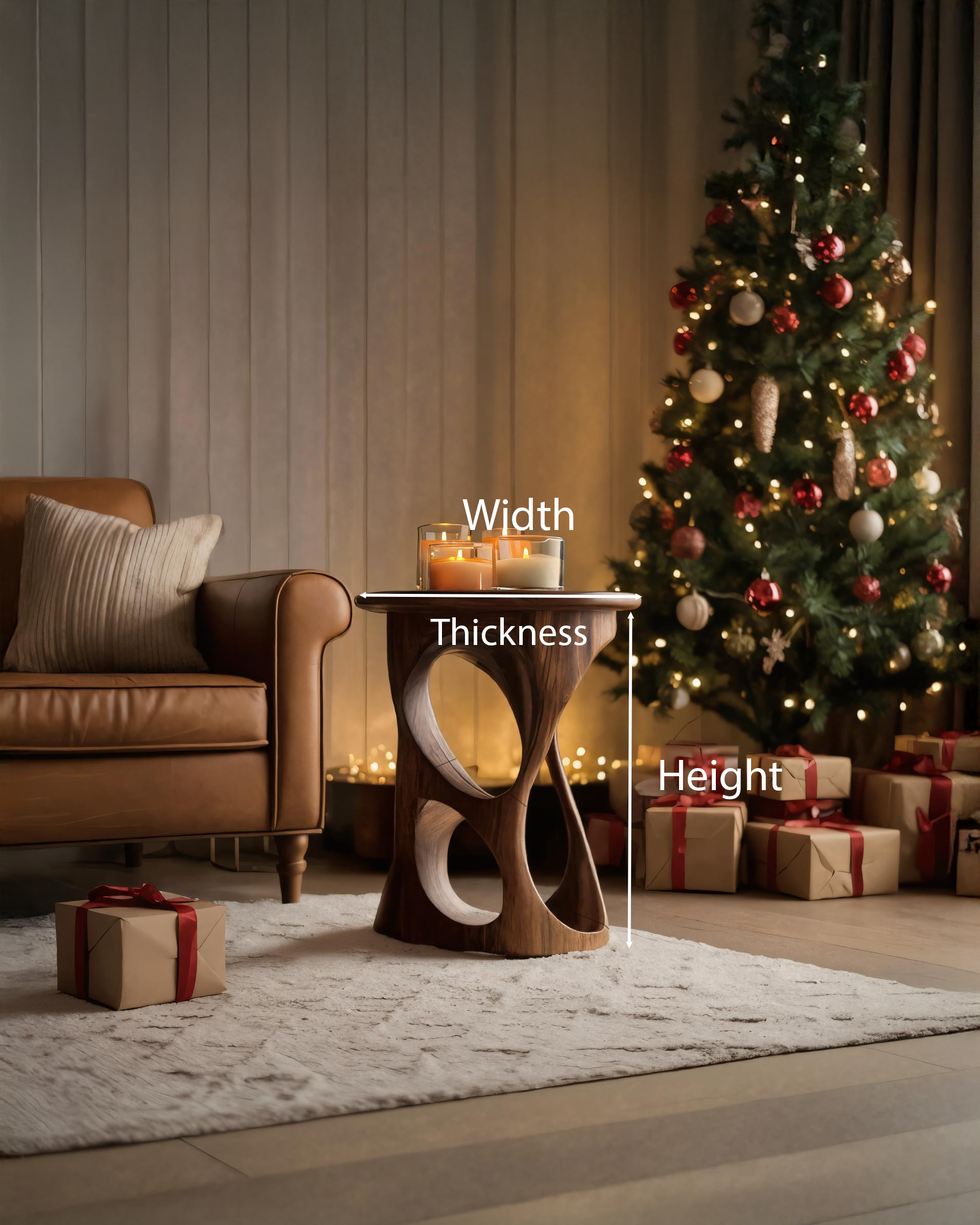 Modern Sculptural Side Table For Holiday Decoration