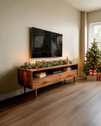 Mid-Century TV Console With Rounded Edge For Holiday