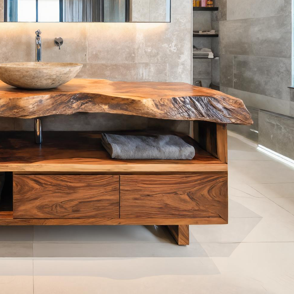 Rustic Live Edge Bathroom Vanity For Bathroom