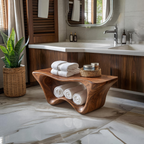 Modern Sculptural Shower Bench Two Tier For Bathroom Decor