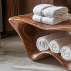 Modern Sculptural Shower Bench Two Tier For Bathroom Decor