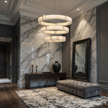 buyAurelia Marble & Crystal 3-Tier Chandelier - Morsale