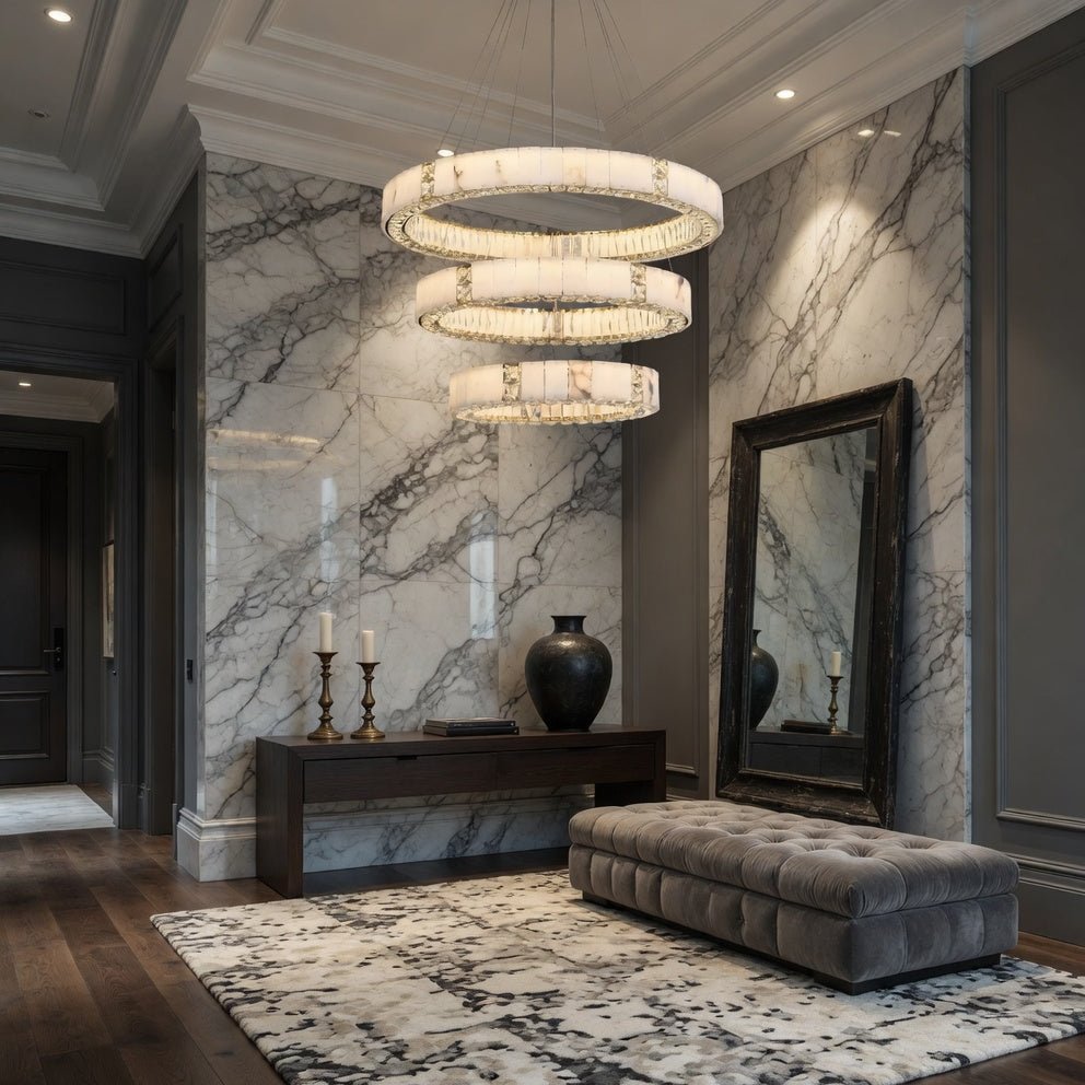 buyAurelia Marble & Crystal 3-Tier Chandelier - Morsale