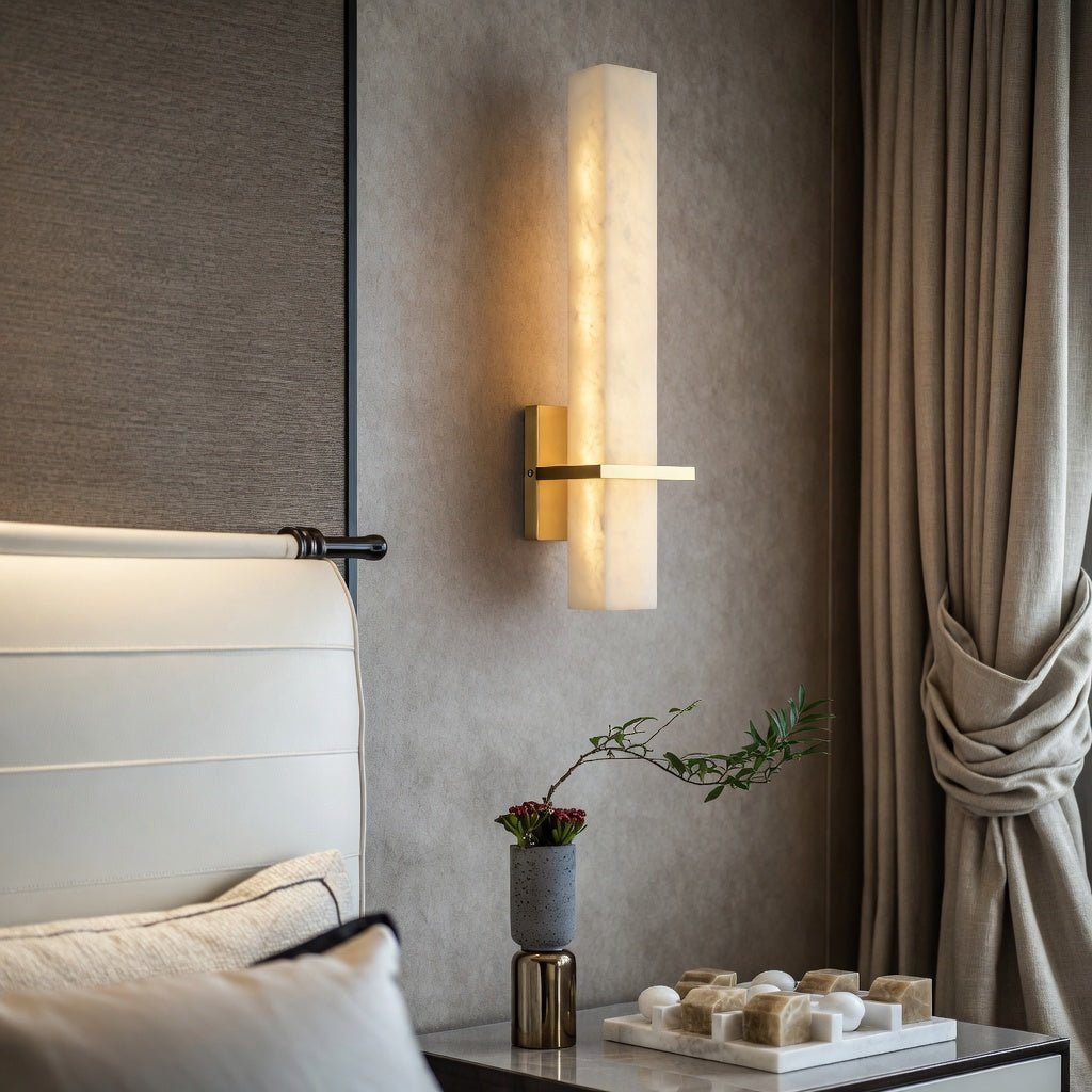 buyVarella Marble & Brass Wall Sconce - Morsale