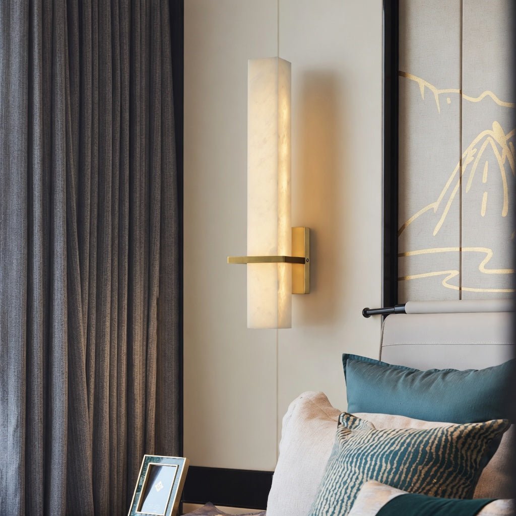 buyVarella Marble & Brass Wall Sconce - Morsale