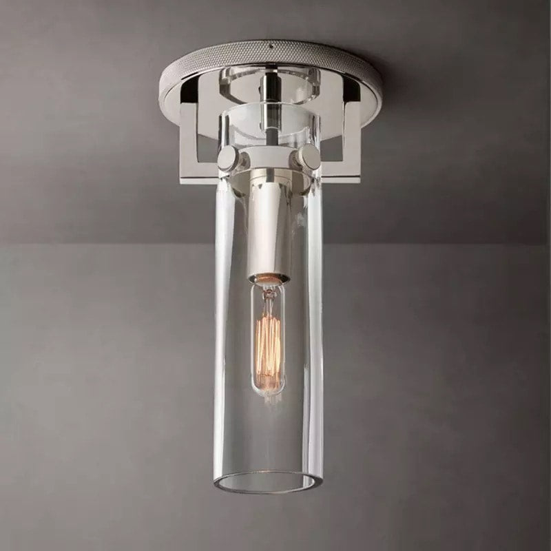 Machinist Glass Cylinder Flush Mount