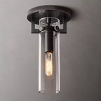 Machinist Glass Cylinder Flush Mount