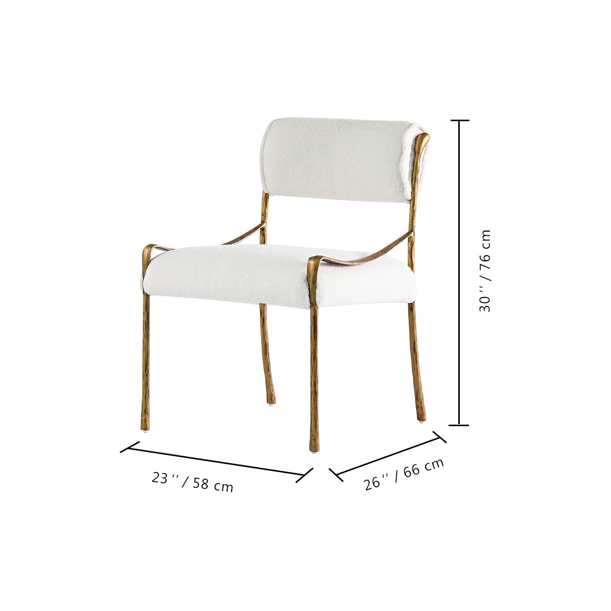 Hand-Forged Metal Retro Copper Iron Frame Armless Dining Chair