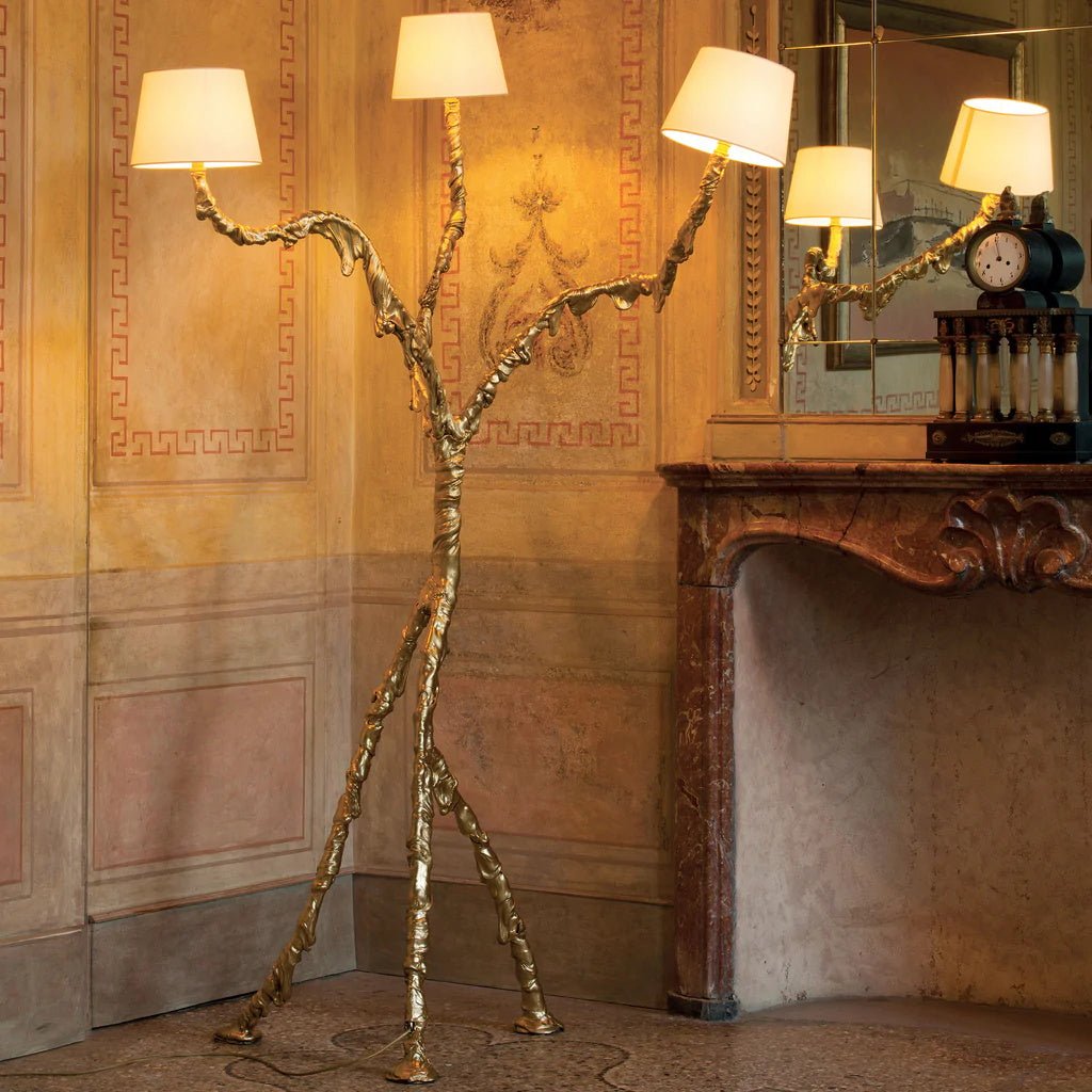 Ines Brass Three-Light Floor Lamp - Ø 31.5″ × H 78.7″Brass / WhiteUS Plugcasivra